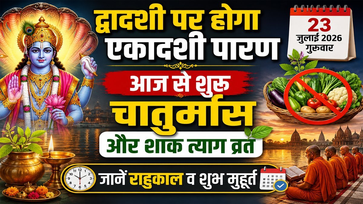 Aaj Ka Panchang 26 July 2026: द्वादशी पर होगा एकादशी पारण, आज से शुरू चातुर्मास और शाक त्याग व्रत, जानें राहुकाल व शुभ मुहूर्त