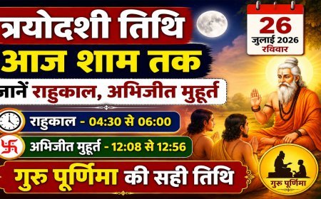 Aaj Ka Panchang 27 July 2026: त्रयोदशी तिथि आज शाम तक, जानें राहुकाल, अभिजीत मुहूर्त और गुरु पूर्णिमा की सही तिथि