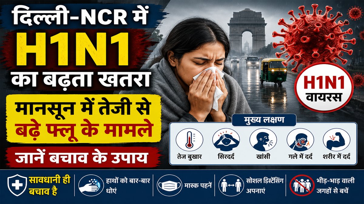 Delhi-NCR H1N1 Virus Alert: दिल्ली-NCR में H1N1 का बढ़ता खतरा, मानसून में तेजी से बढ़े फ्लू के मामले; जानें बचाव के उपाय 1 Delhi-NCR H1N1 Alert
