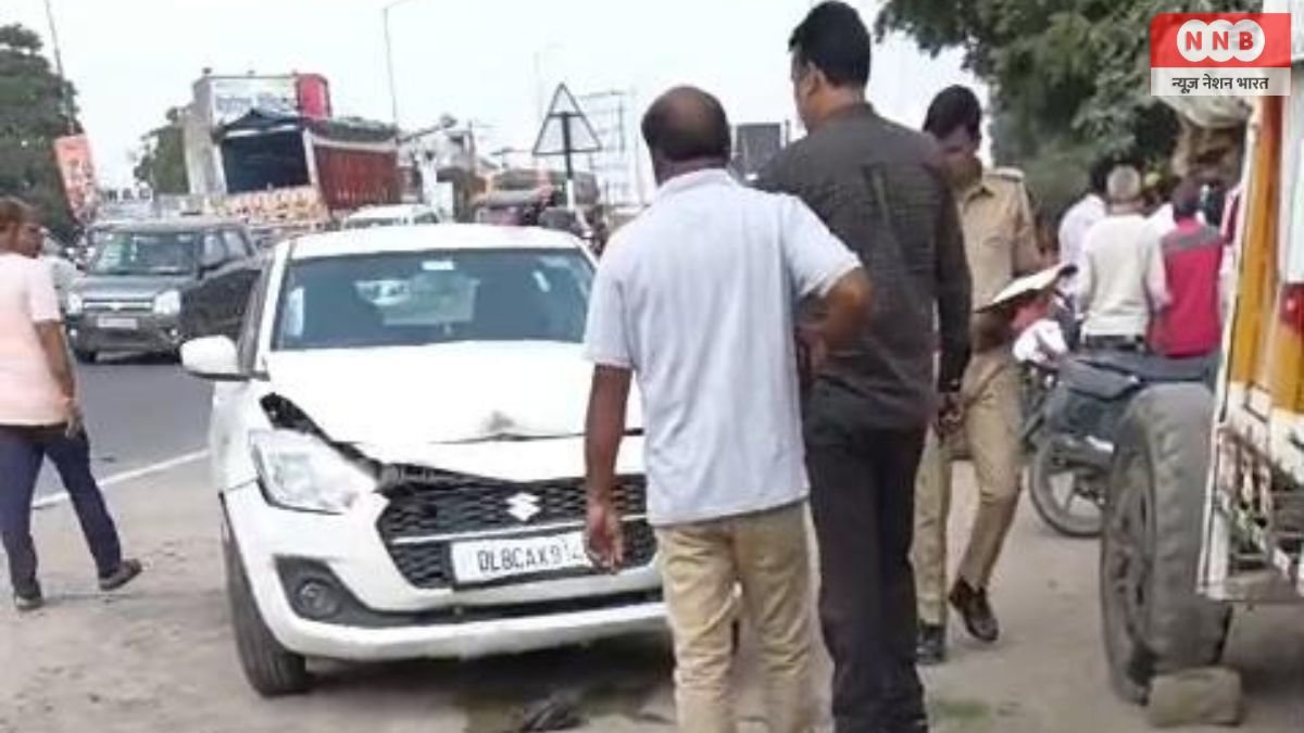 Raebareli: सारस चौराहे पर ओवरब्रिज के नीचे भीषण टक्कर, बाइक सवार घायल; कार क्षतिग्रस्त 1 Raebareli